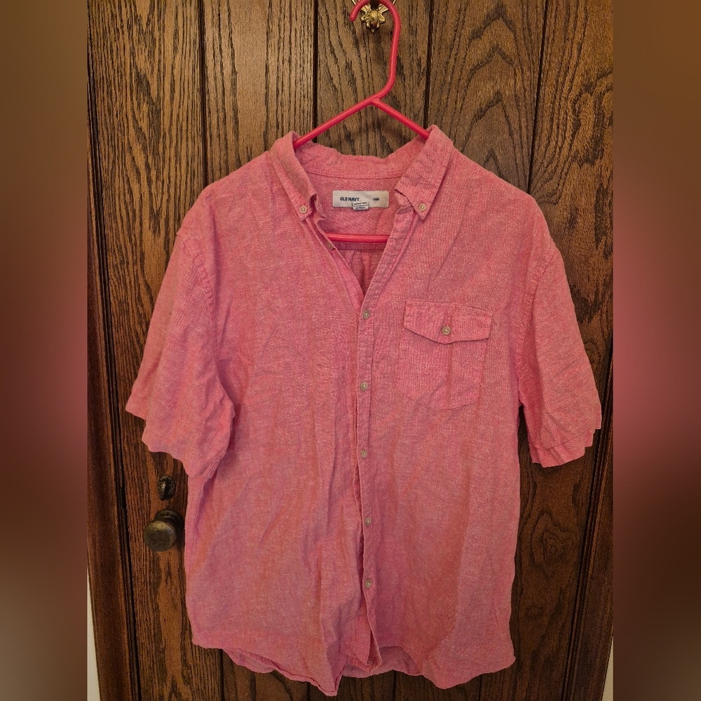 Old Navy Men's Casual Pink Button-Down Shirt